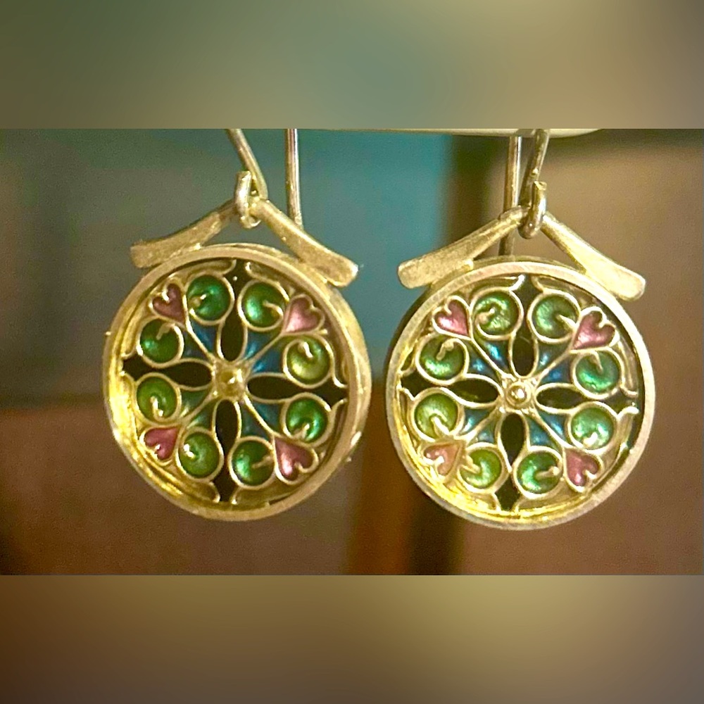 Designer Sterling Silver Enamel Earrings